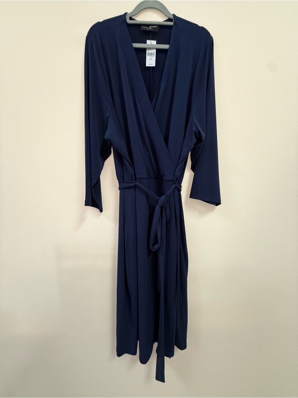 Classy Brand New Lane Bryant Navy Wrap Midi Dress with Self-Tie Waist